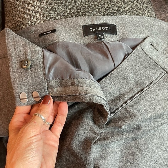 Talbots Heritage Gray Wool Side Pocket Zip fly Straight Leg Dress Pants Size 14 - Picture 9 of 14